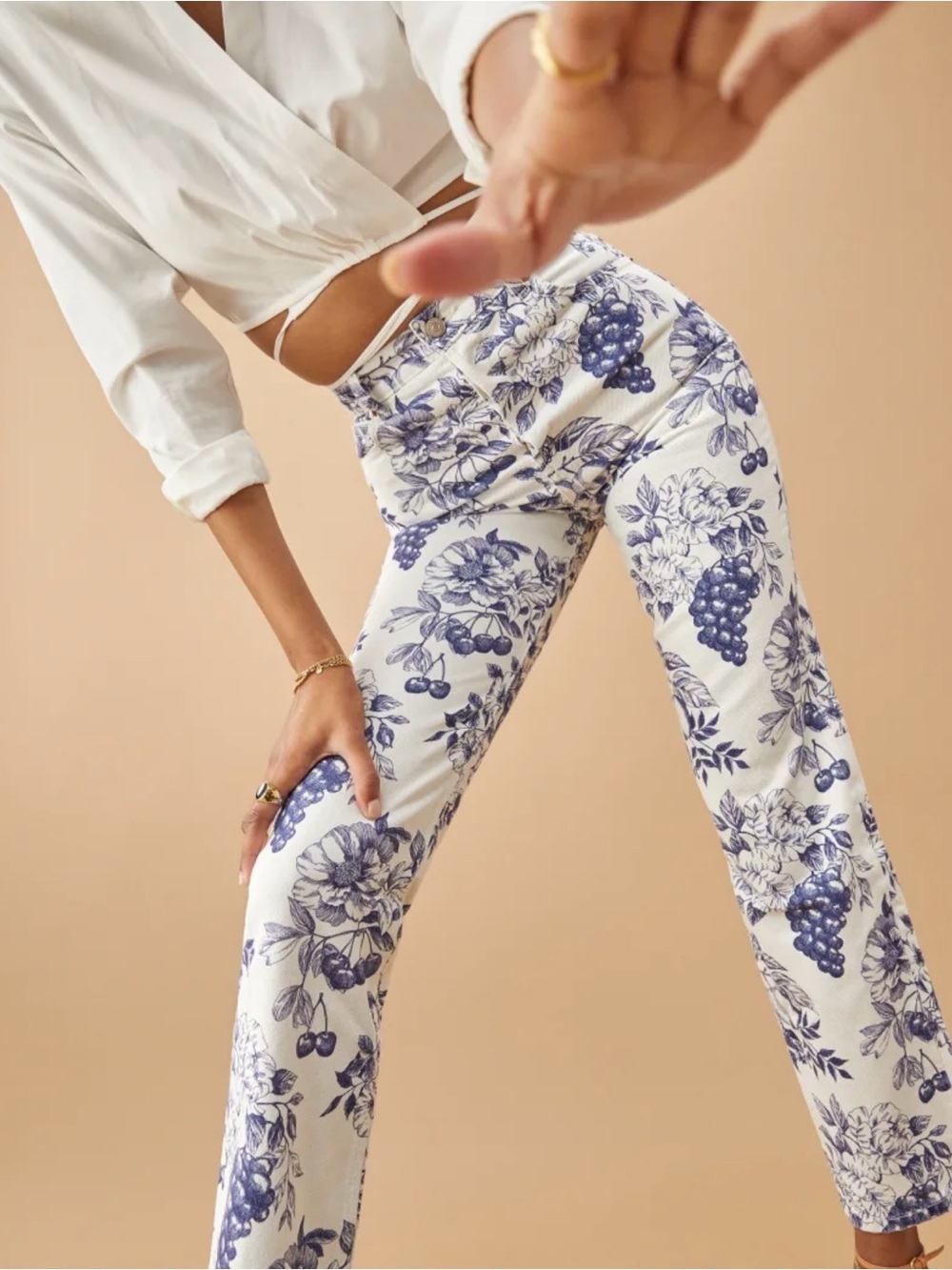 Reformation Floral & Grape Print Pants Small